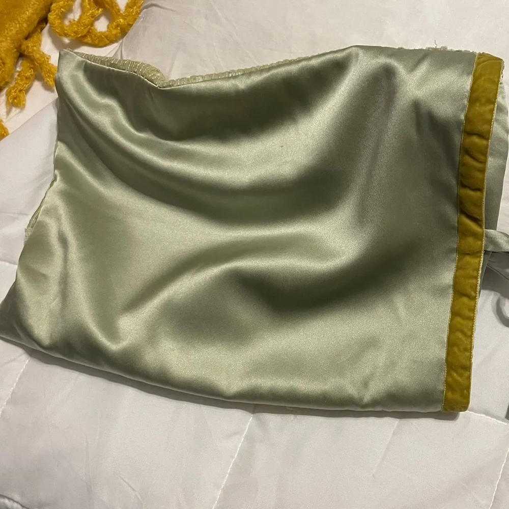Michele Varian Silk and Sequin throw pillow cover with down insert seafoam green